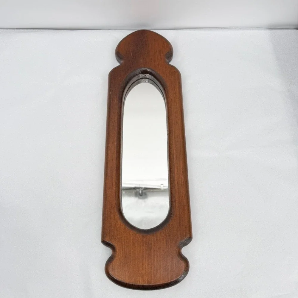 VTG Look Wall Mirror Wood Frame Oblong Mid Century Modern Gallery Wall Granny